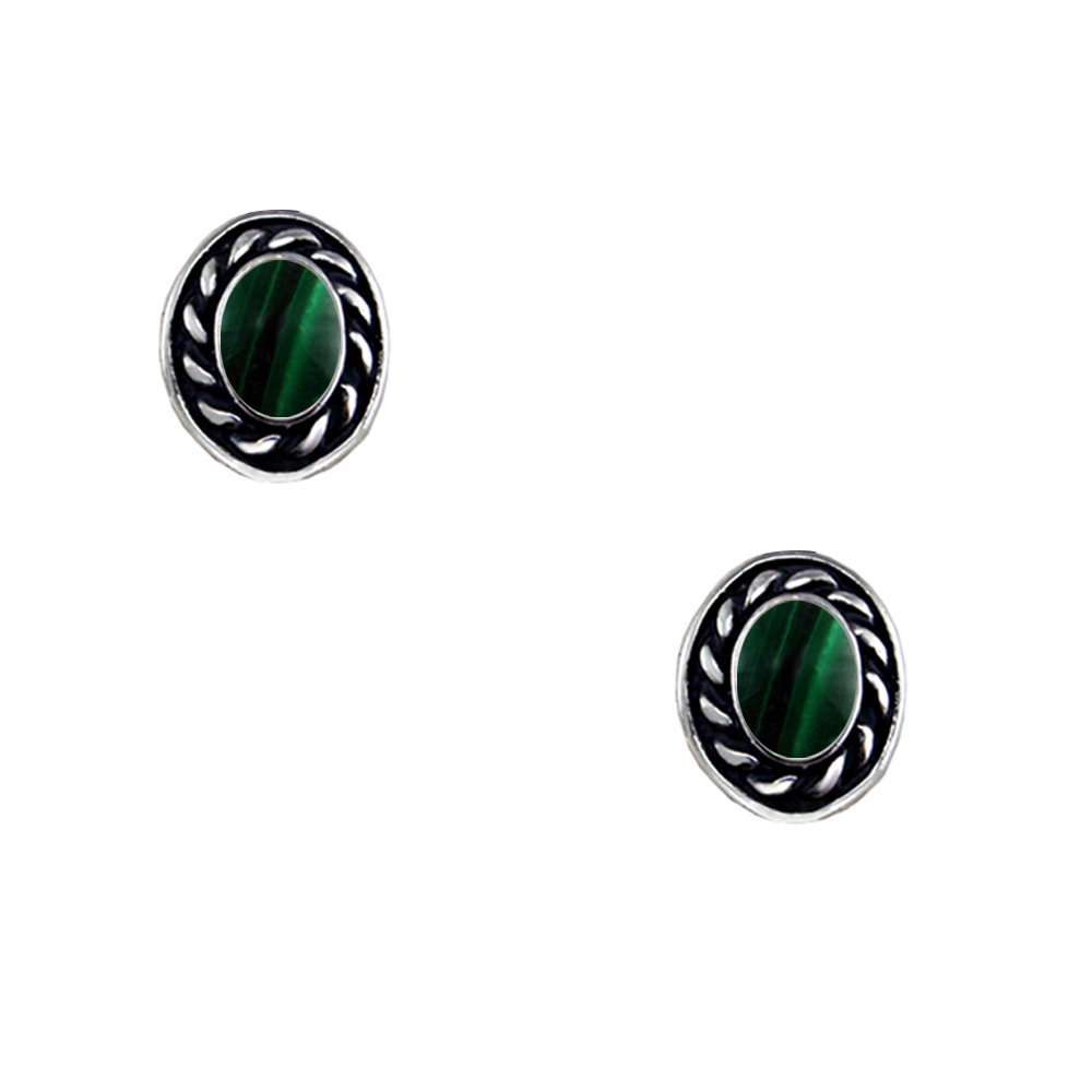 Sterling Silver Little Malachite Post Stud Earrings